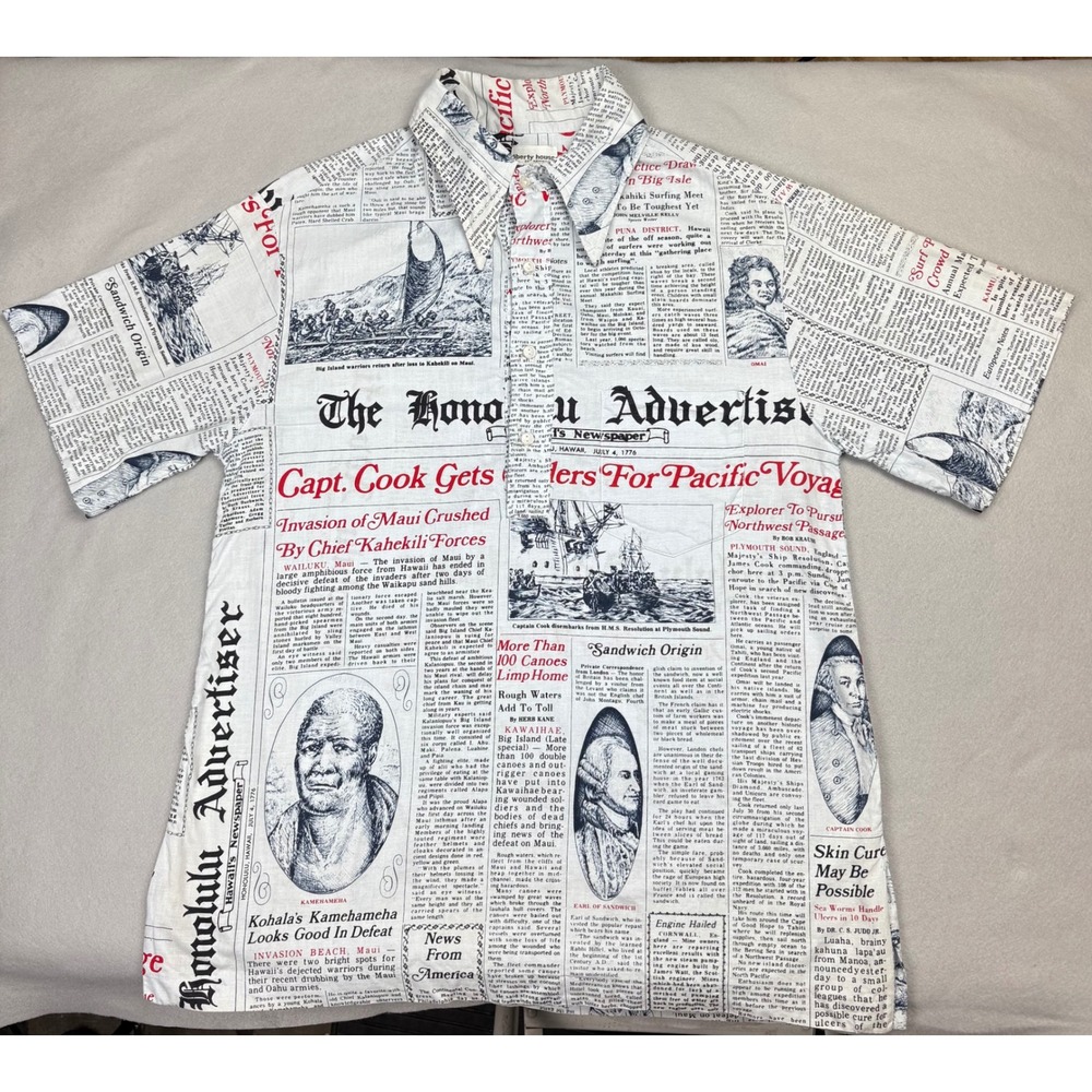 Vintage Liberty House Hawaii Honolulu Advertiser Newspaper Shirt M - Picture 3 of 10